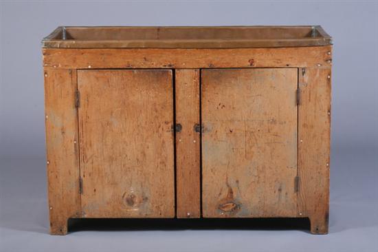 Appraisal: AMERICAN PINE COPPER LINED DRY SINK early th century with