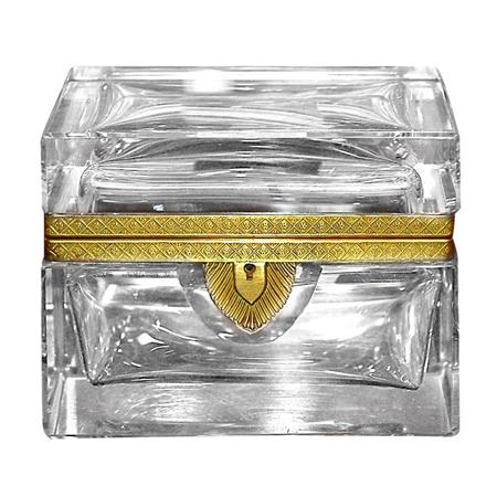 Appraisal: Baccarat Style Gilt-Metal Mounted Glass Vanity Box Estimate nbsp nbsp