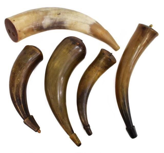 Appraisal: lot of Powder horns varied sizes many with wood stoppers