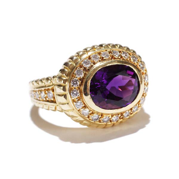 Appraisal: Ladies Oval Cut Amethyst and Diamond Hali K Yellow Gold