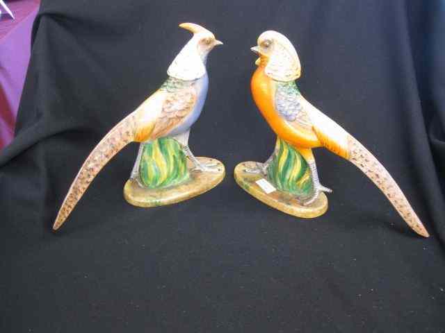 Appraisal: Pair of Italian Pottery Pheasants signed '' excellent