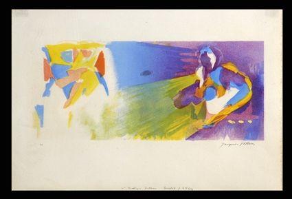 Appraisal: JACQUES VILLON - ABSTRACT COMPOSITION Aquatint in colors x in