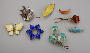 Appraisal: Seven various enamel brooches some Danish and Norwegian and one