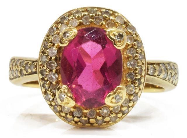 Appraisal: Estate kt yellow gold diamond and tourmaline ring comprising oval