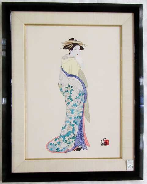 Appraisal: HISASHI OTSUKA PRINT Japan Hawaii born Woman in a kimono