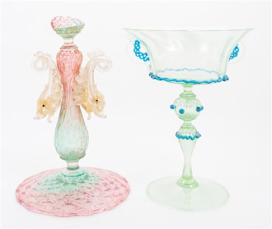 Appraisal: Sale Lot An Italian Glass Compote th century together with