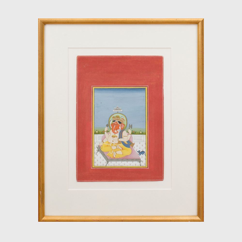 Appraisal: Indian School Figure of a Ganesha Gouache with silver highlights