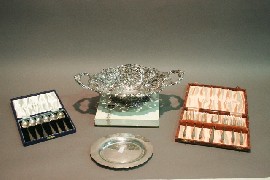 Appraisal: A th Century German silver twin-handled oval fruit basket with