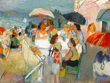 Appraisal: JOSEF FOSHKO b UMBRELLAS Oil on canvas x in provenance