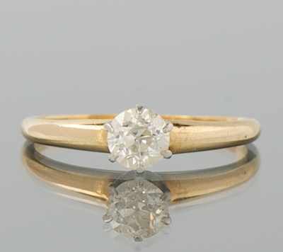 Appraisal: A Ladies' Diamond Solitaire Ring k yellow gold ring featuring