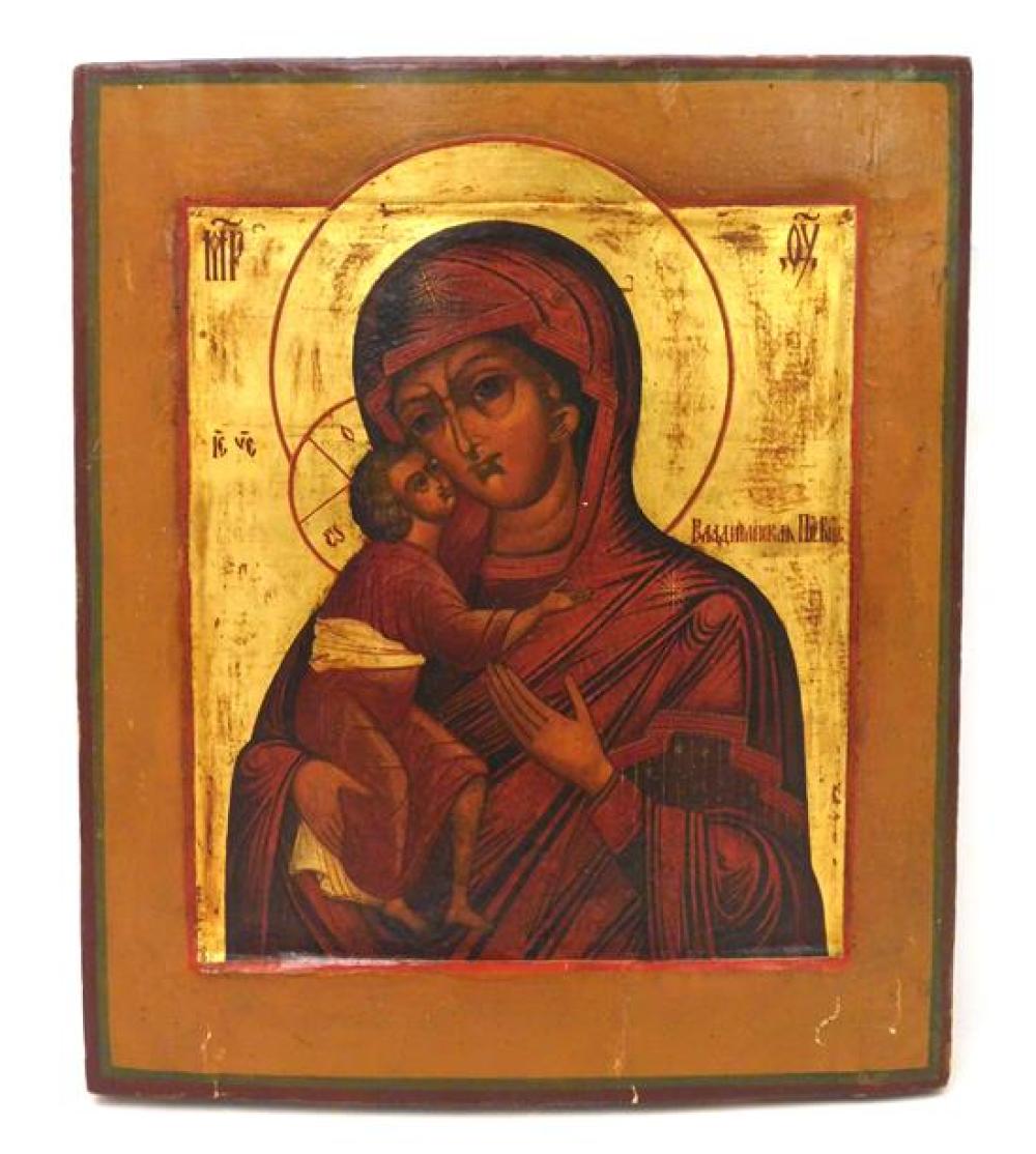 Appraisal: Greek orthodox icon on panel th C mother and child