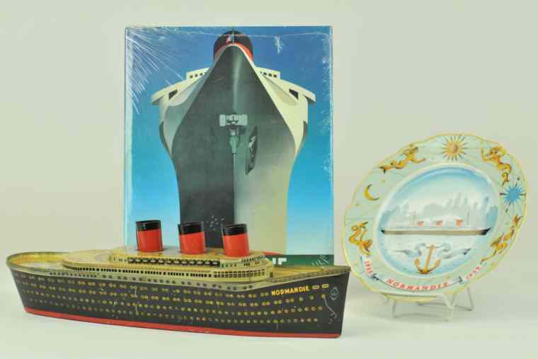 Appraisal: 'NORMANDIE'' BISCUIT SHIP TIN France lithographed tin classic luxury ocean