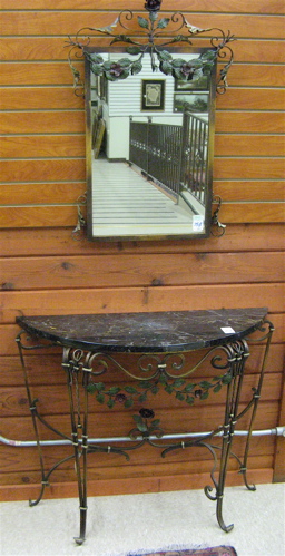 Appraisal: ART DECO STYLE WROUGHT-IRON CONSOLE TABLE AND WALL MIRROR in