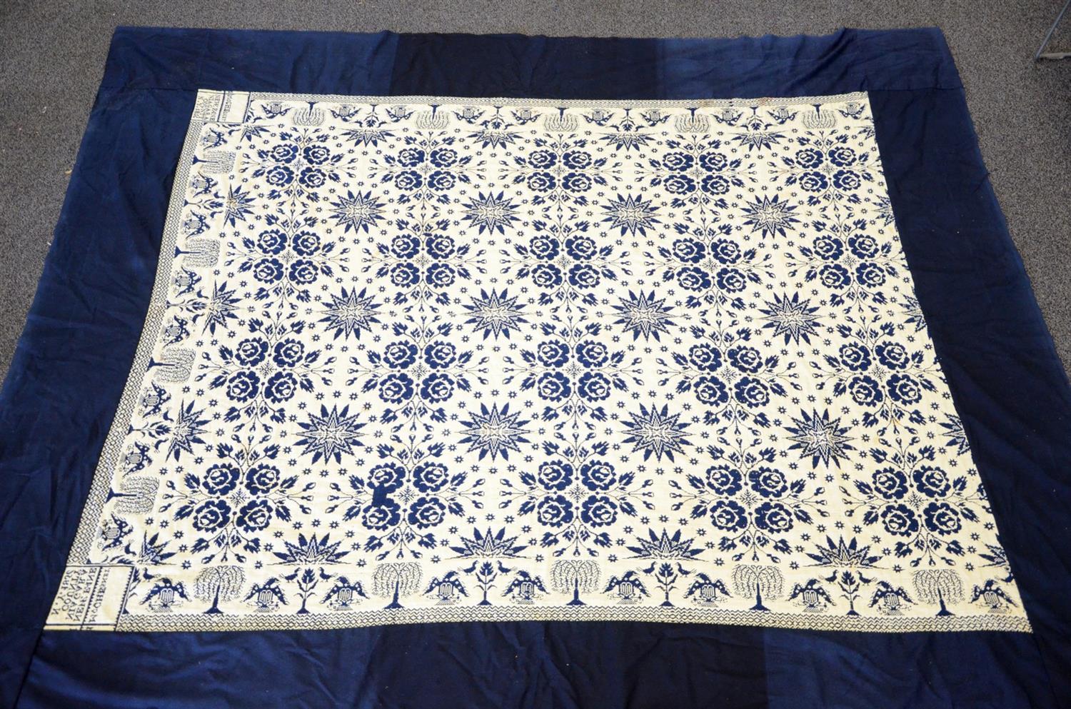 Appraisal: McChesney Newfane Niagara County NY blue and white reversible coverlet