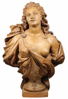 Appraisal: Large French terracotta bust depicting the muse of music Large