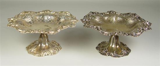 Appraisal: Pair of Sterling Tazzas Circa Pierced and engraved Baroque rim