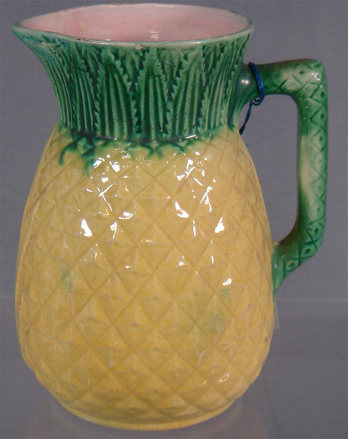 Appraisal: Majolica pitcher pineapple pattern good condition h Estimate -