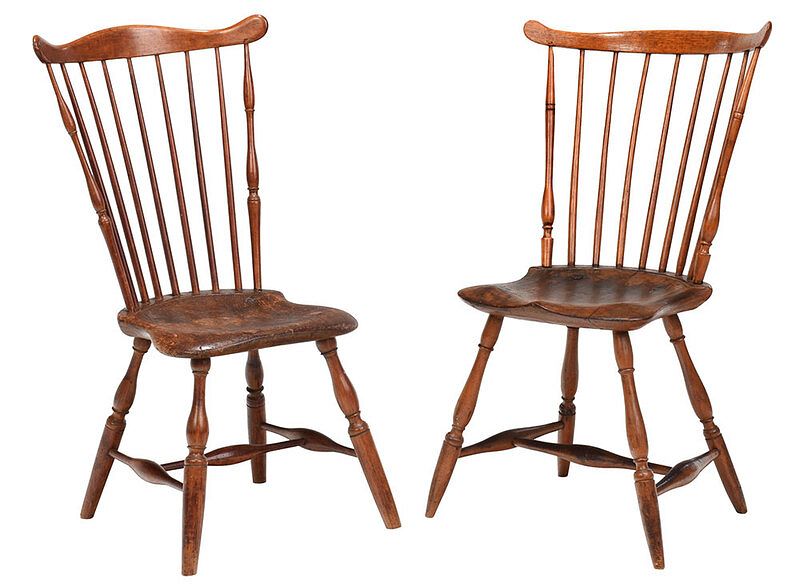 Appraisal: Two Similar Fan Back Windsor Side Chairs American late th