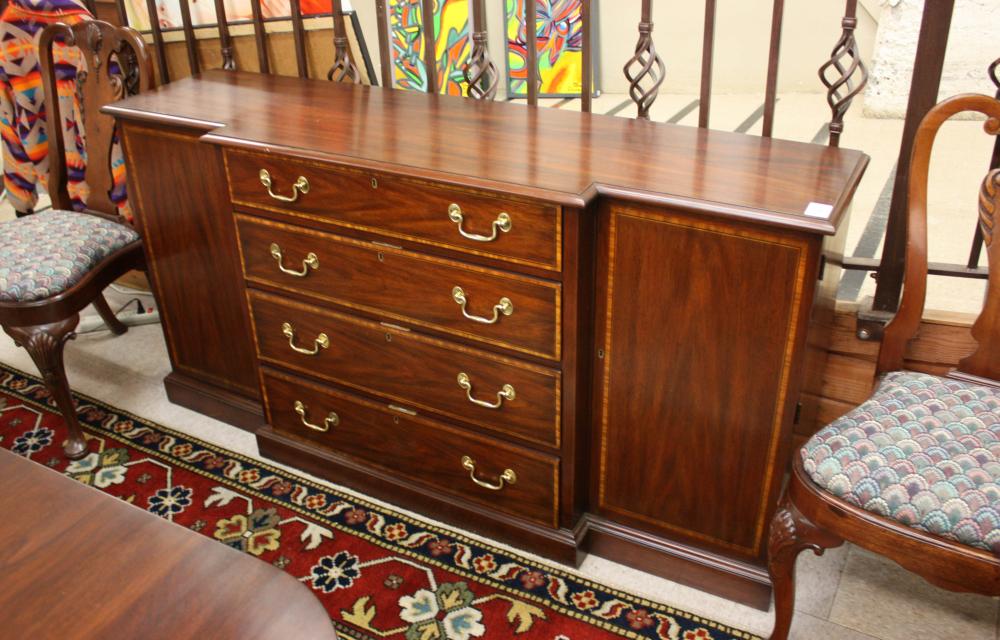 Appraisal: HENKEL-HARRIS FEDERAL STYLE MAHOGANY BREAKFRONT BUFFET Henkel-Harris Furniture Co Winchester