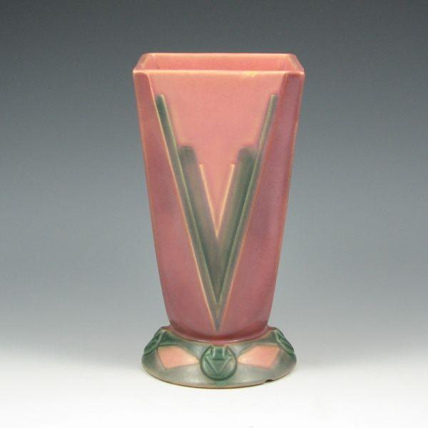 Appraisal: Roseville Futura - Red Vee vase Unmarked There is an