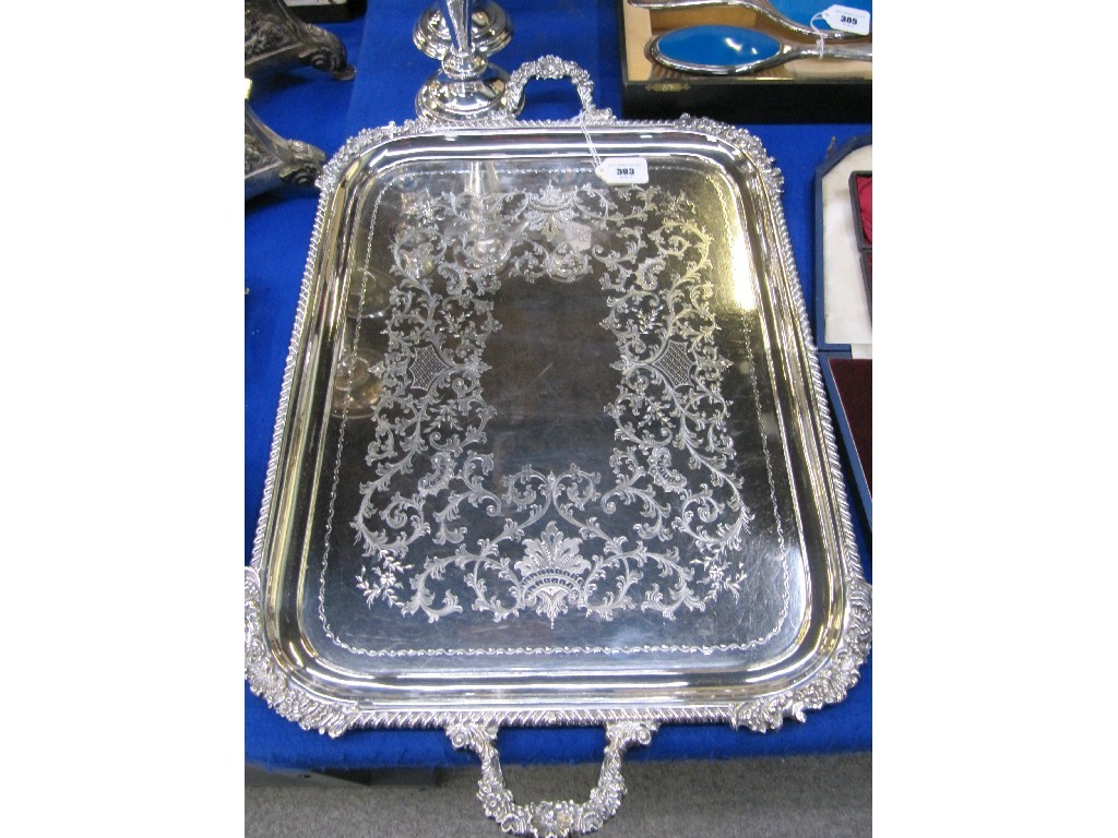 Appraisal: Silver plated double handled tray