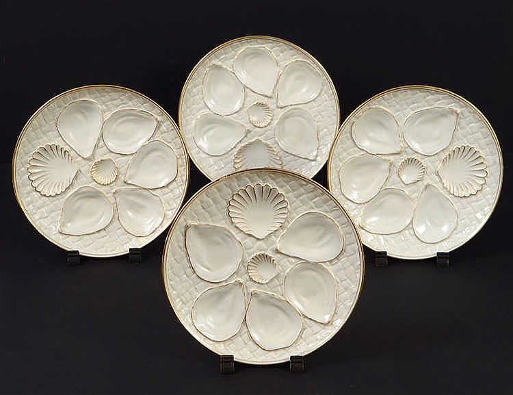 Appraisal: SET OF FOUR ROYAL WORCESTER PORC OYSTER PLATESThe undersides with