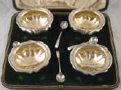 Appraisal: A cased set of four silver salts George Unite Birmingham