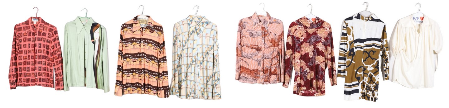 Appraisal: Vintage blouses to include Lucky Tops poly buttondown in Italian