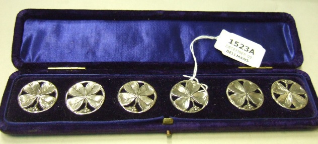 Appraisal: A set of six silver buttons each modelled as a