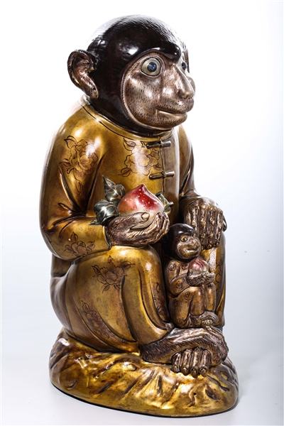 Appraisal: Chinese gilt and painted porcelain monkey group in Chinese attire