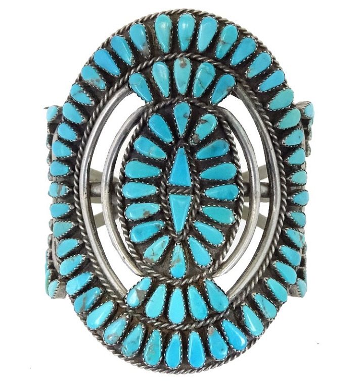 Appraisal: Zuni Turquoise Sterling Silver Bracelet Zuni Turquoise Sterling Silver Bracelet