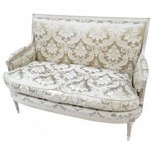 Appraisal: Louis XVI Creme floral upholstered decorated settee x x H