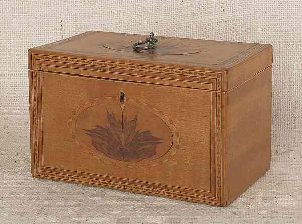 Appraisal: Hepplewhite inlaid tea caddy ca h w