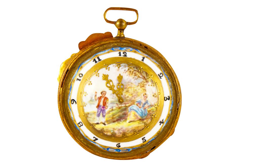 Appraisal: SEVRES-STYLE PORCELAIN CLOCK-FORM BOXwith gilt metal mounts Condition with possible