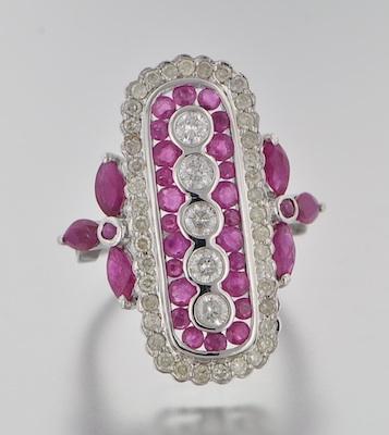 Appraisal: An Art Deco Inspired Diamond and Ruby Ring A k