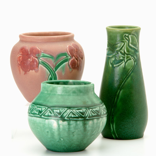 Appraisal: ROOKWOOD Three Carved Matt vases by Albert Ponds Sally Toohey