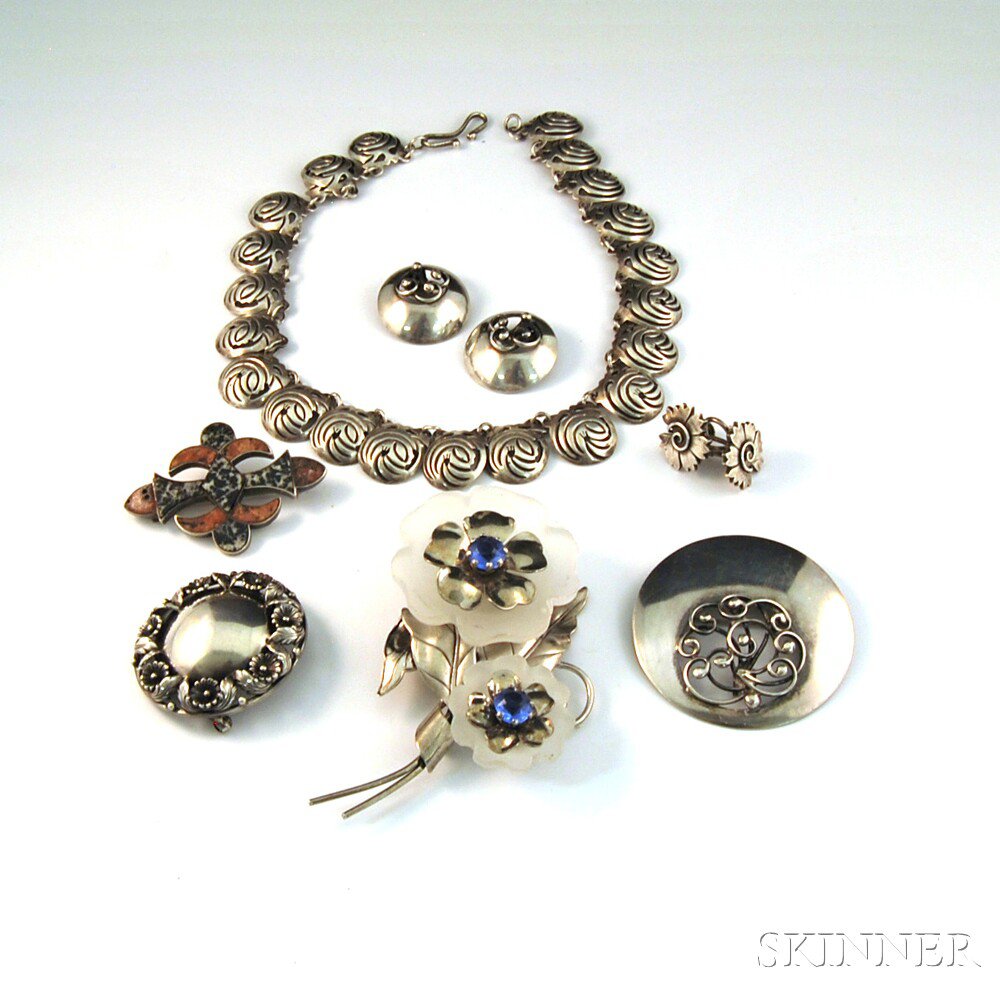 Appraisal: Small Group of Sterling Silver Jewelry Danish pieces include a