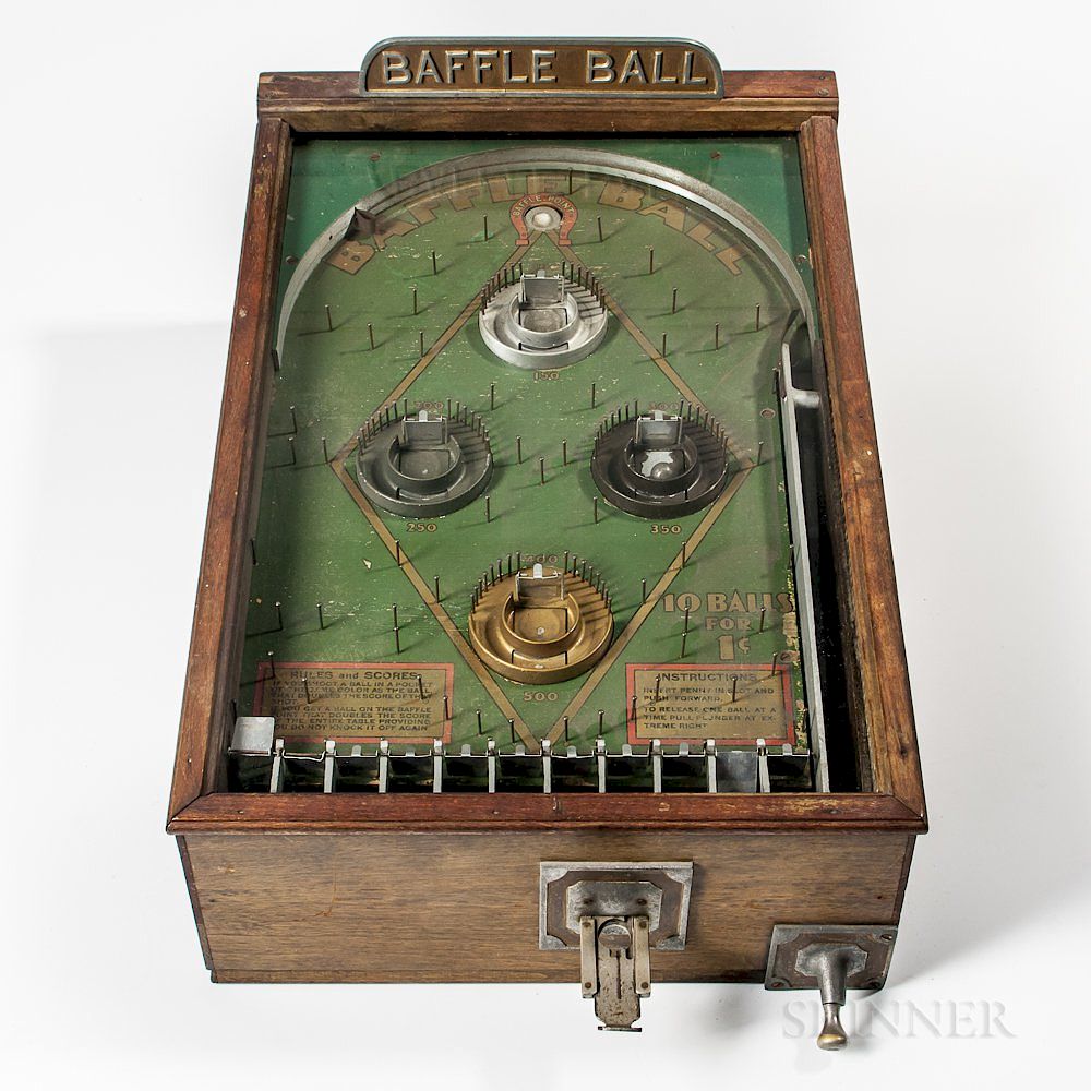 Appraisal: Coin-operated Baffle Ball Counter-top Pinball Game Coin-operated Baffle Ball Counter-top