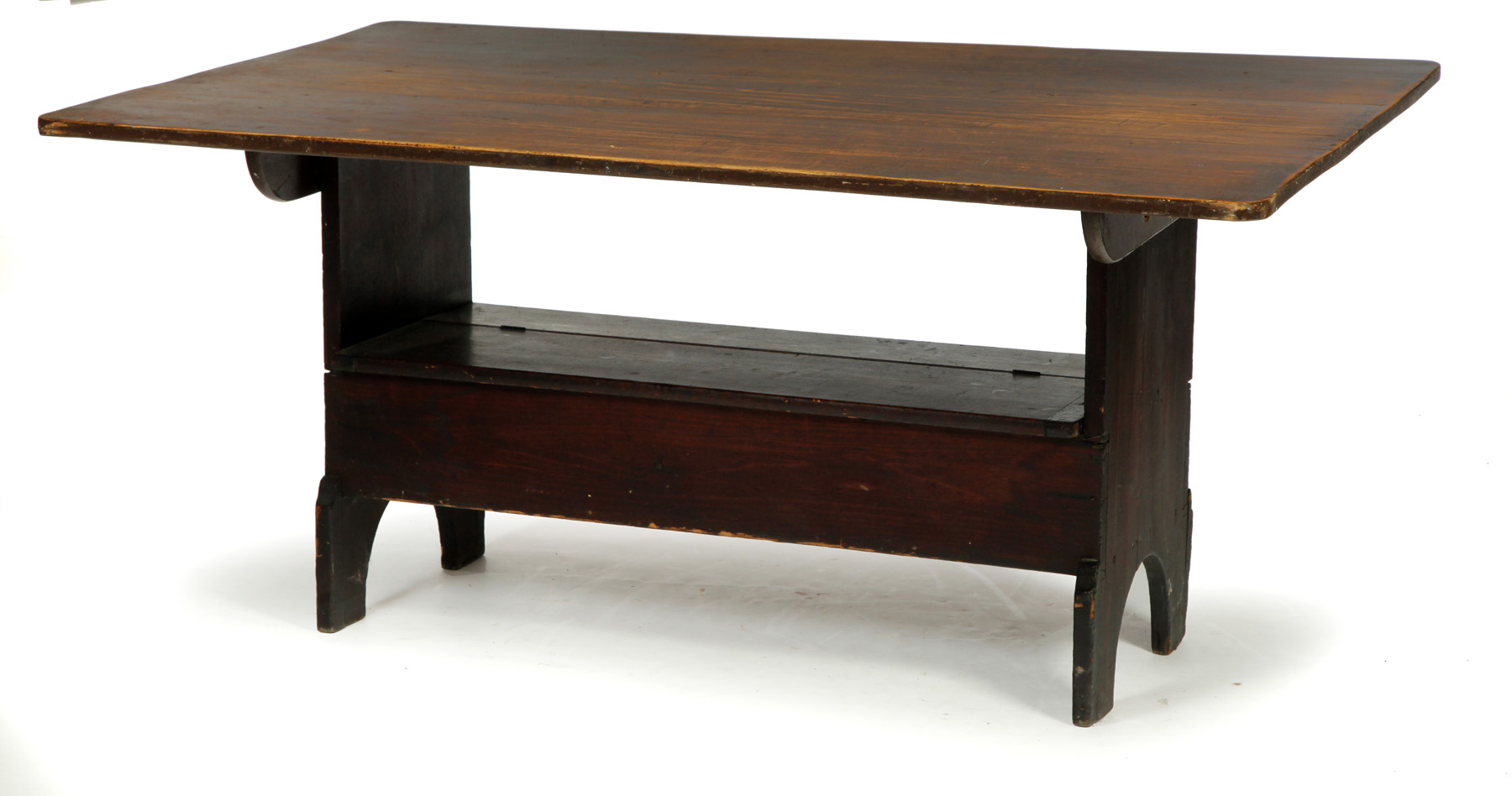 Appraisal: HUTCH TABLE American th century walnut and sycamore Rectangular top