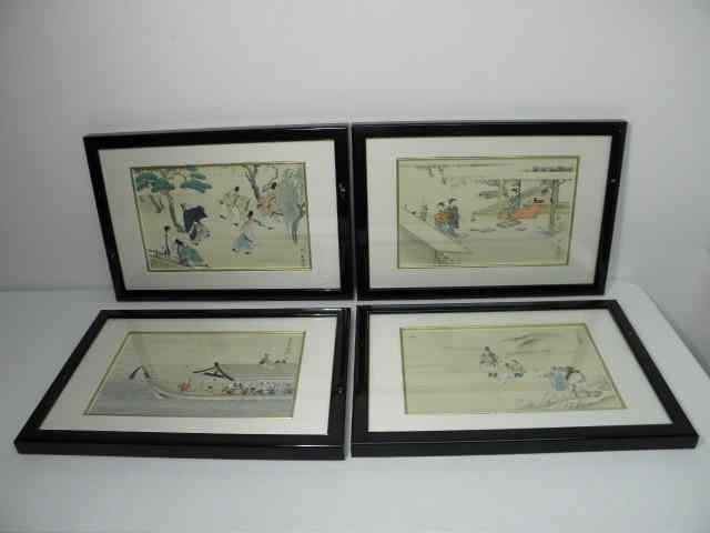 Appraisal: Four Japanese woodblock prints by Kin-U Takeshita Includes four selections