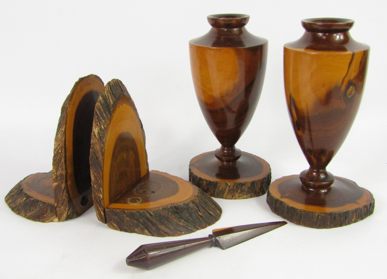 Appraisal: A pair of Australian Mulga Wood vases cm high a