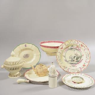 Appraisal: Ten Creamware Tableware Items England th century including a small