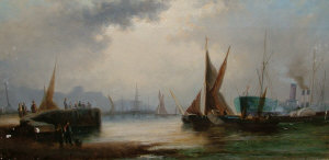 Appraisal: J Thornley th century- A Misty Day Gravesend oil on