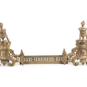 Appraisal: A Pair of Louis XVI Style Gilt Bronze Chenets with