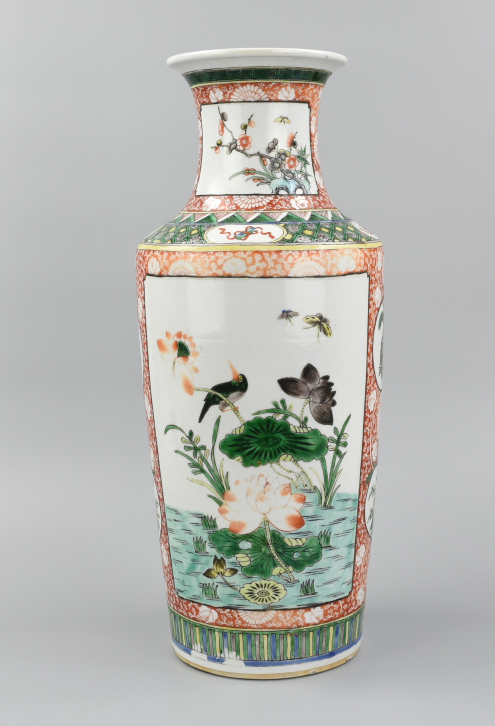 Appraisal: CHINESE FAMILLE VERTE VASE W BIRD FLOWER TH C A