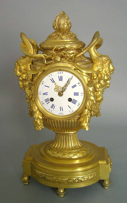 Appraisal: Japy Freres gilt bronze mantle clock th c with porcelain