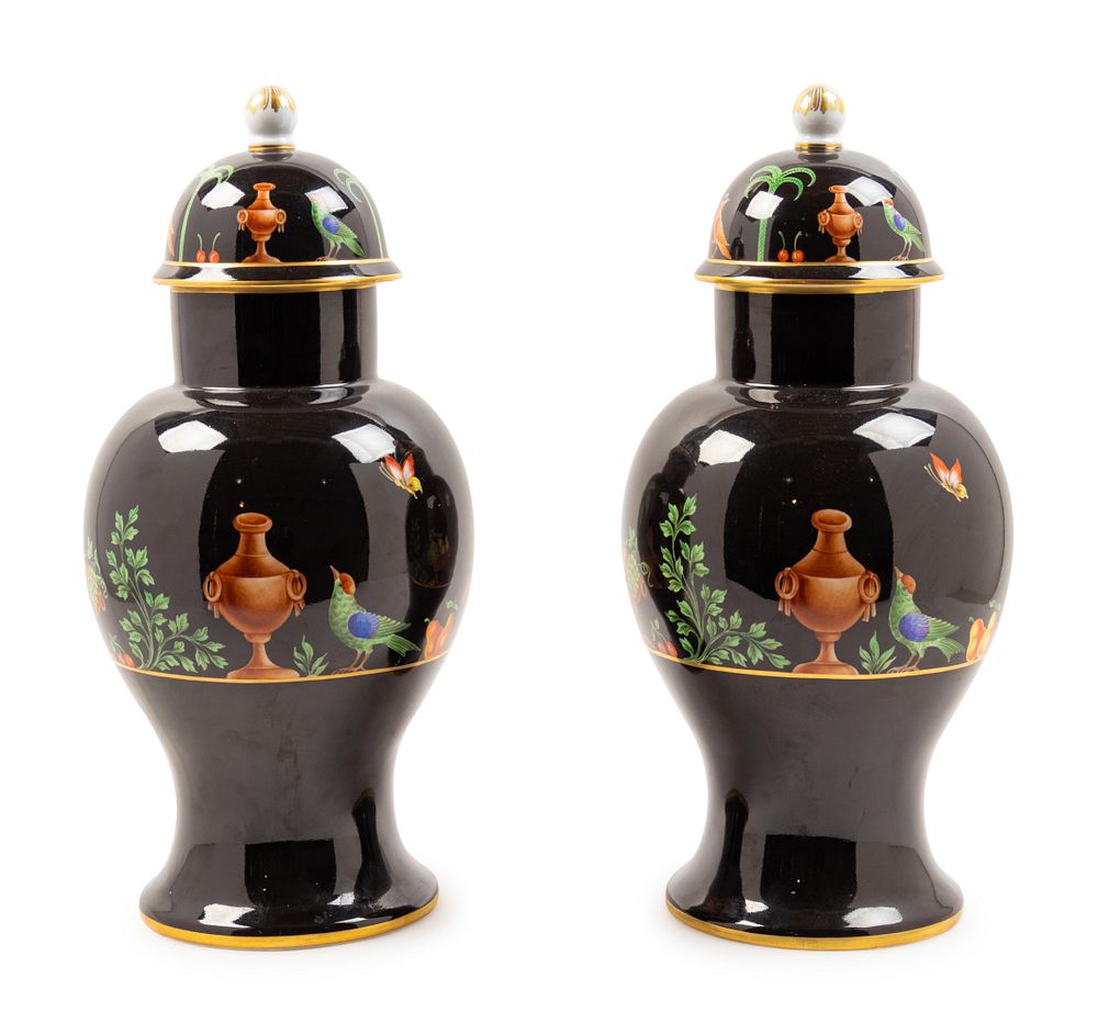 Appraisal: A Pair of Camille Le Tallec Black Shoulder Porcelain Ginger