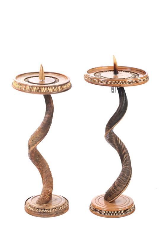 Appraisal: PAIR CONTEMPORARY ANTELOPE HORN AND QUILL ACCENT TABLES South Africa