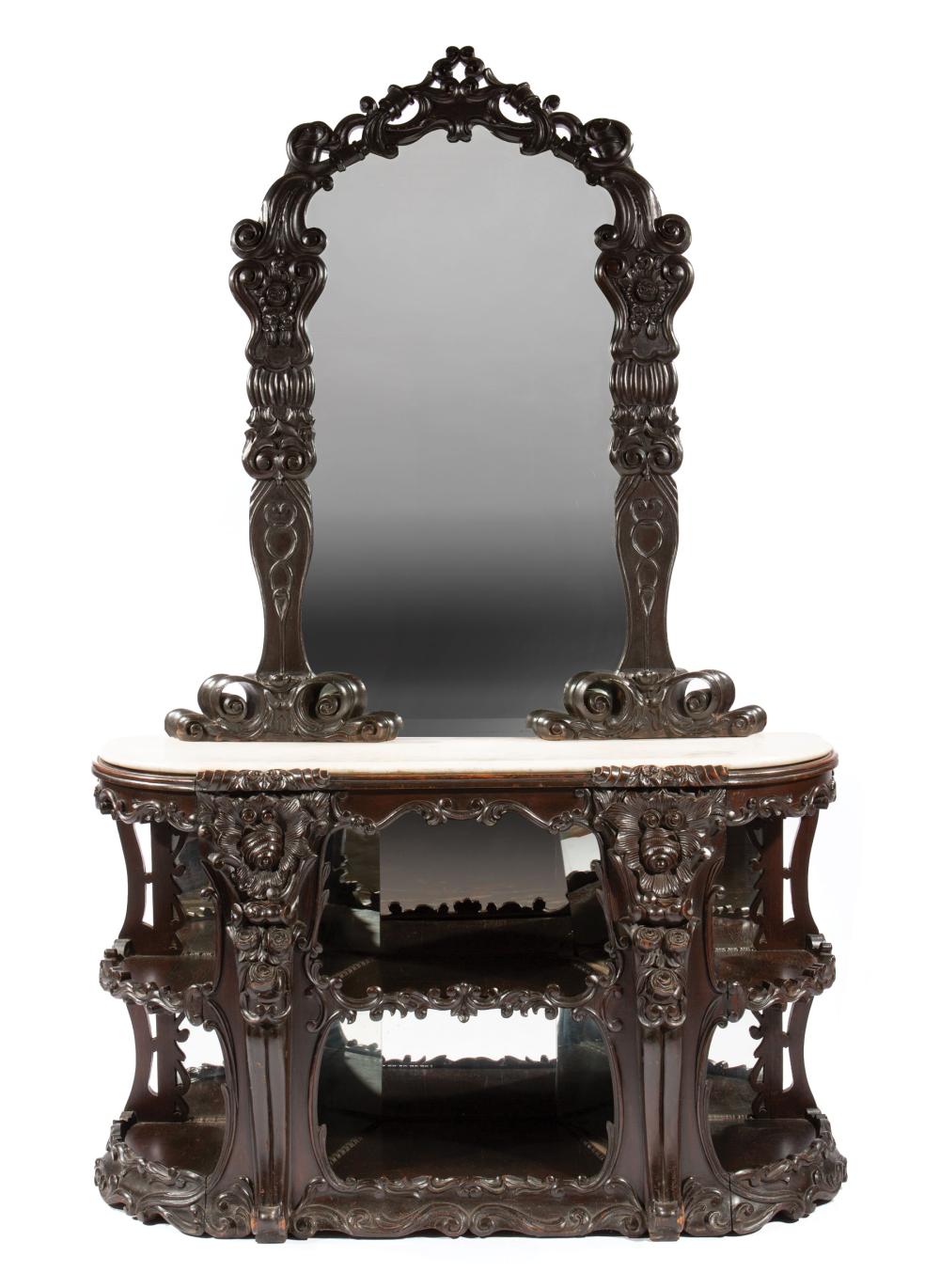 Appraisal: American Rococo Carved Rosewood Etagere mid- th c attr to