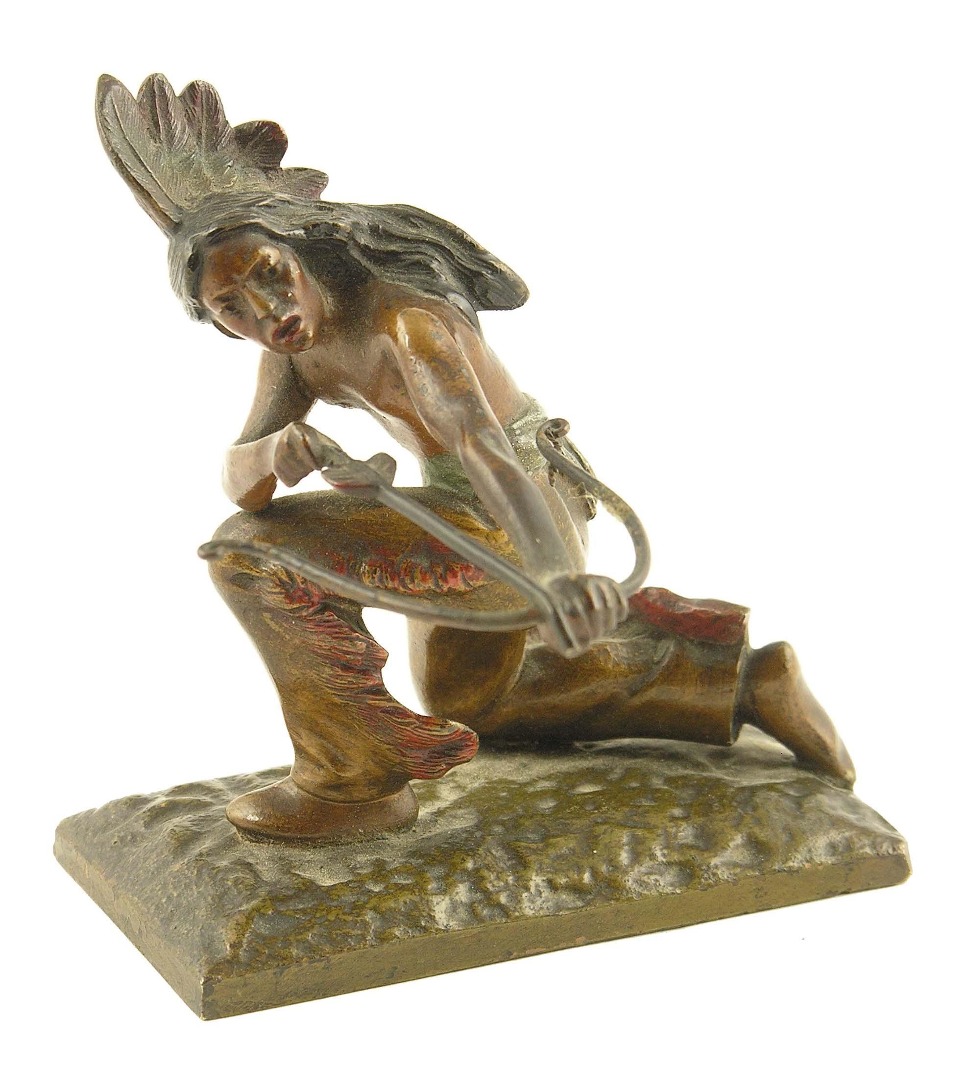 Appraisal: An Austrian cold painted bronze of a North American Indian